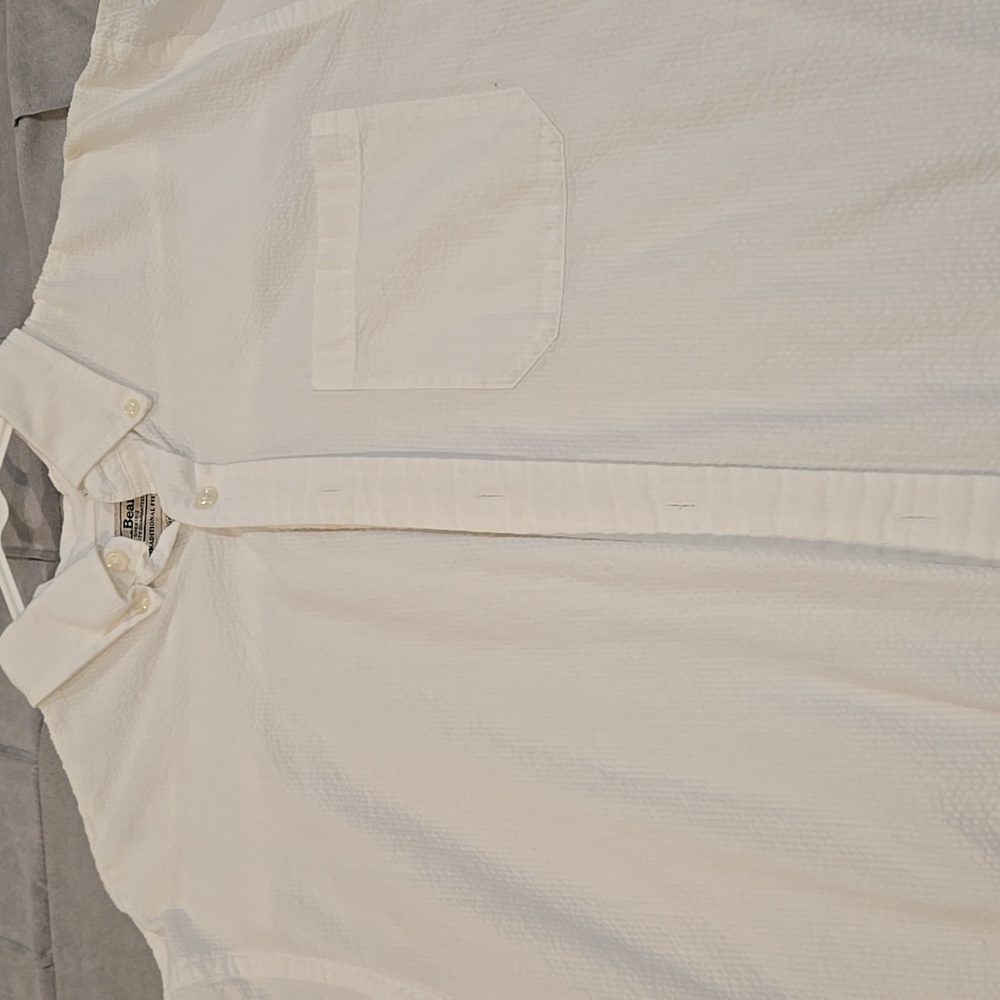 LL BeanMens 100 % Cotton White LS Shirt Size M